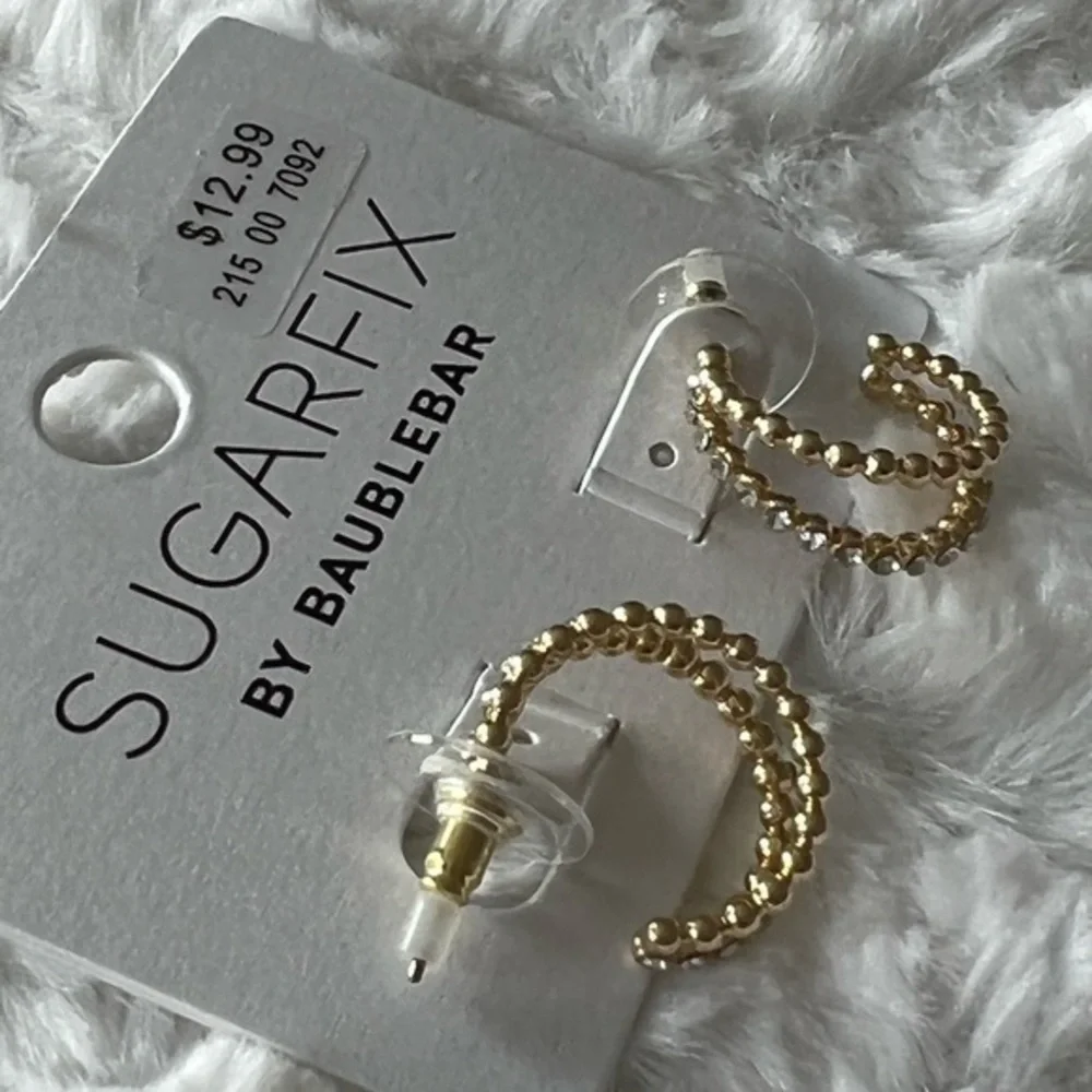 SUGARFIX‎ by BaubleBar Crystal Beaded Double Hoop Earrings - Gold NWT - Picture 7 of 9